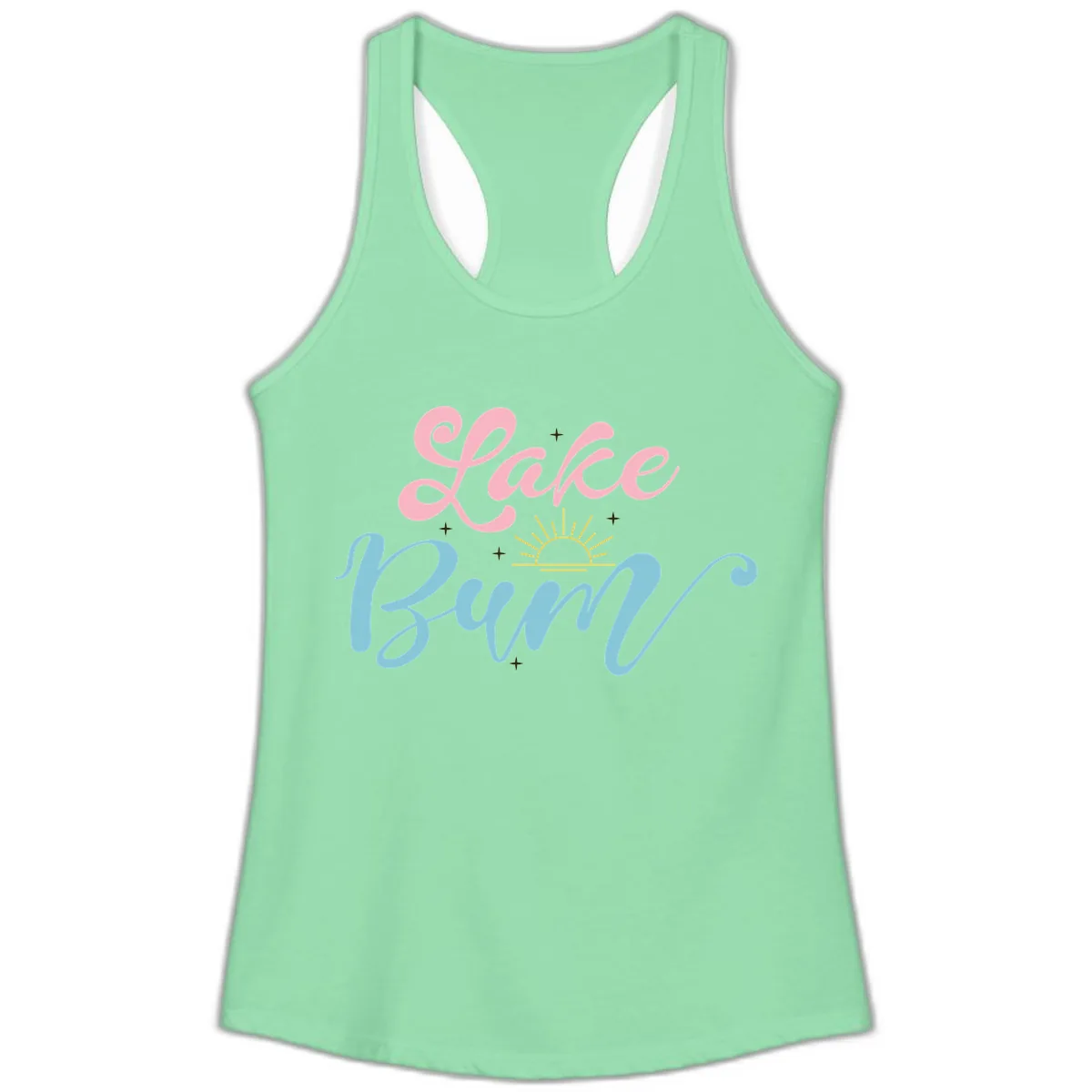 Lake Bum Script Design Ladies Tank in Solid Mint