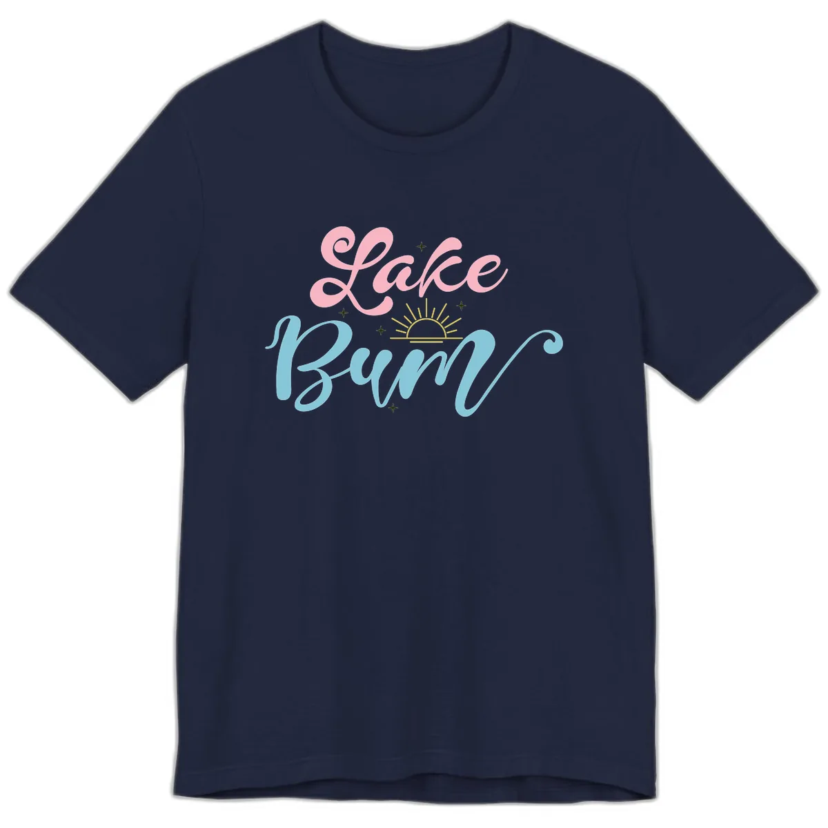 Lake Bum Script Design Premium T-Shirt in Navy