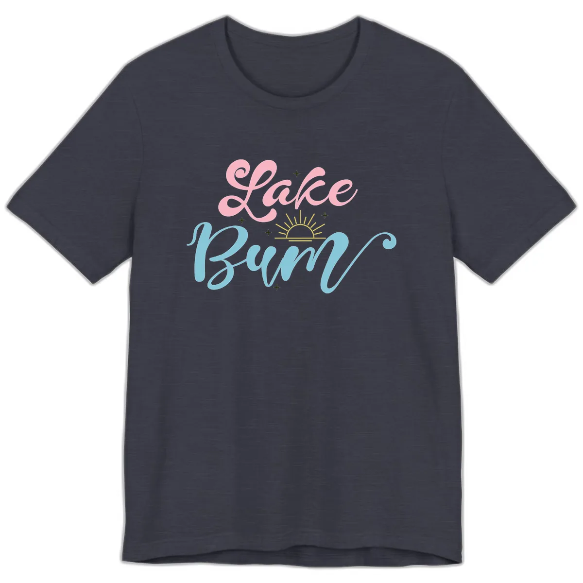 Lake Bum Script Design Premium T-Shirt in Heather Midnight Navy