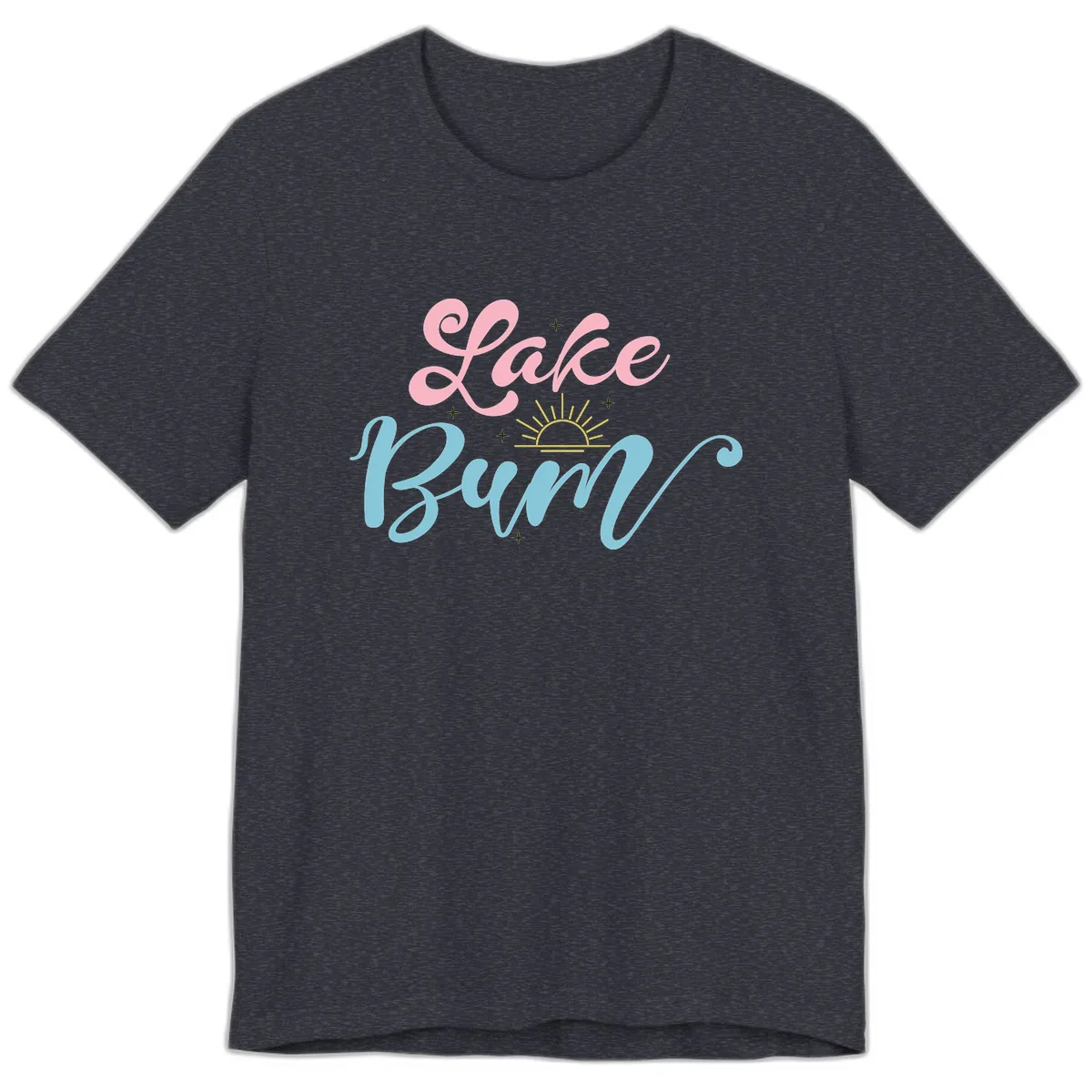 Lake Bum Script Design Premium T-Shirt in Heather Navy