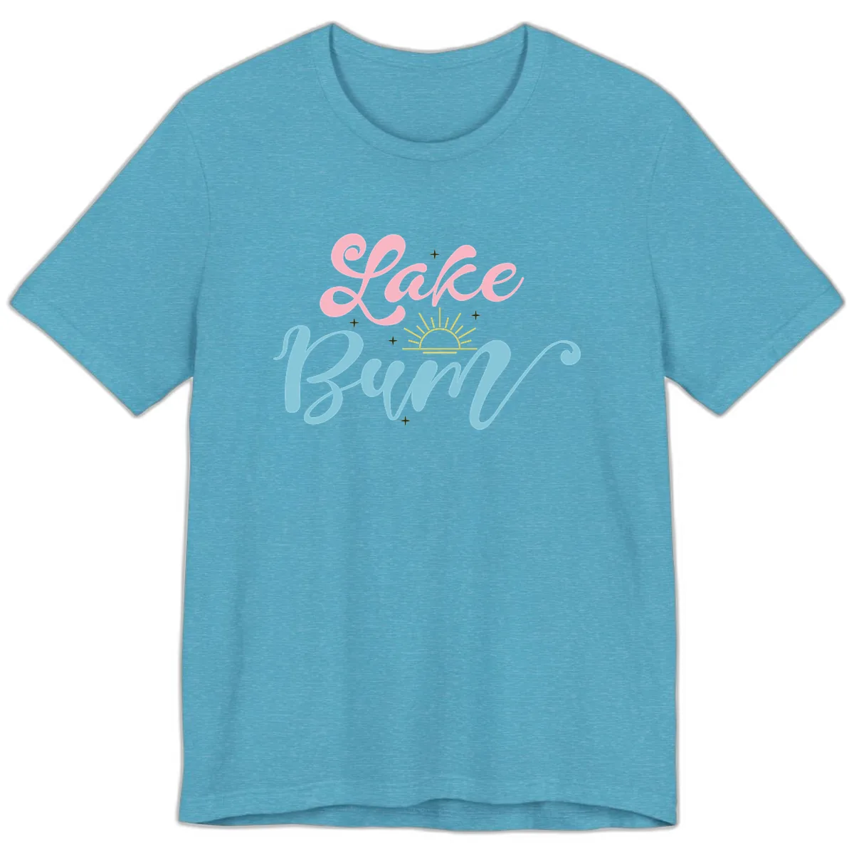 Lake Bum Script Design Premium T-Shirt in Heather Aqua