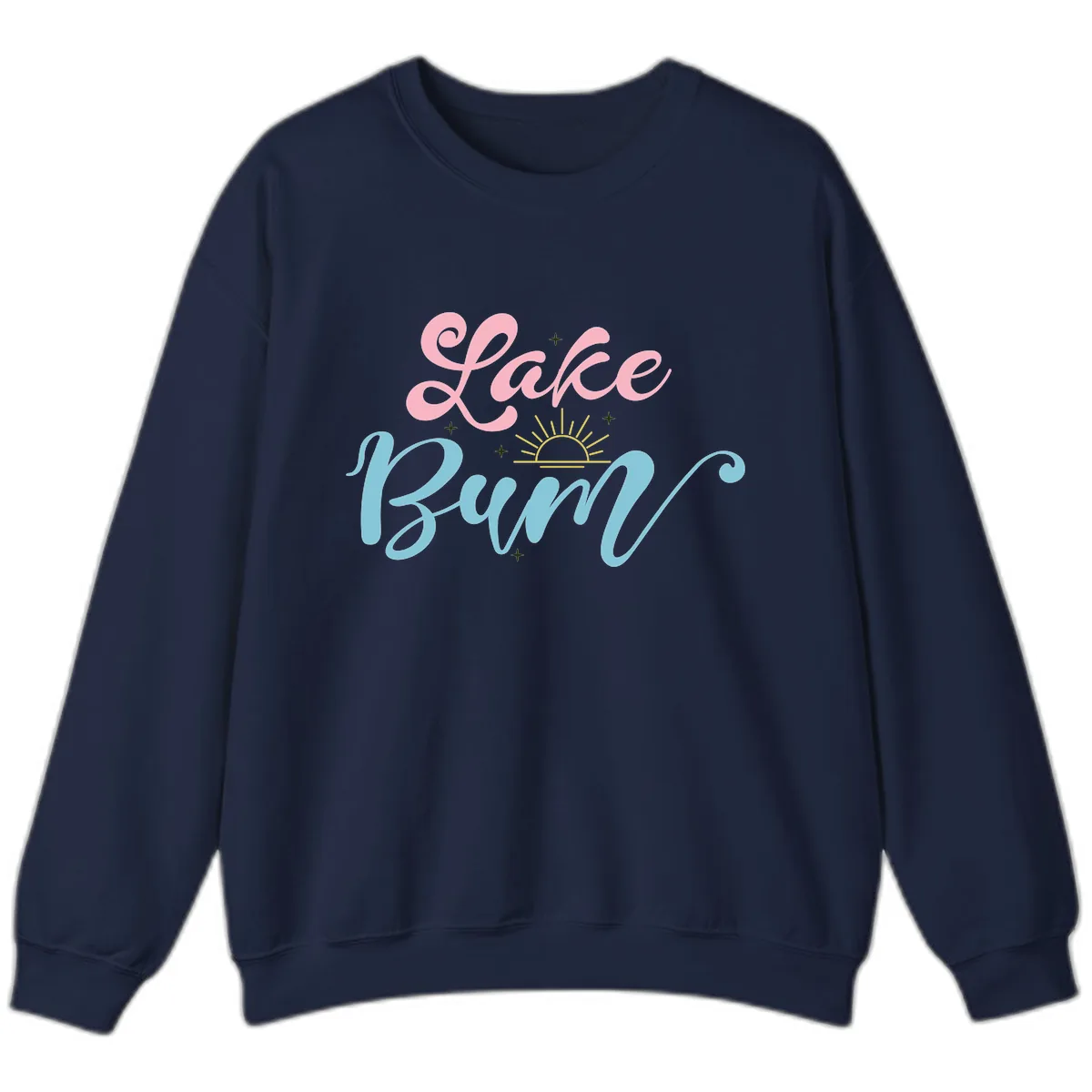 Lake Bum Script Design Sweatshirt in Navy