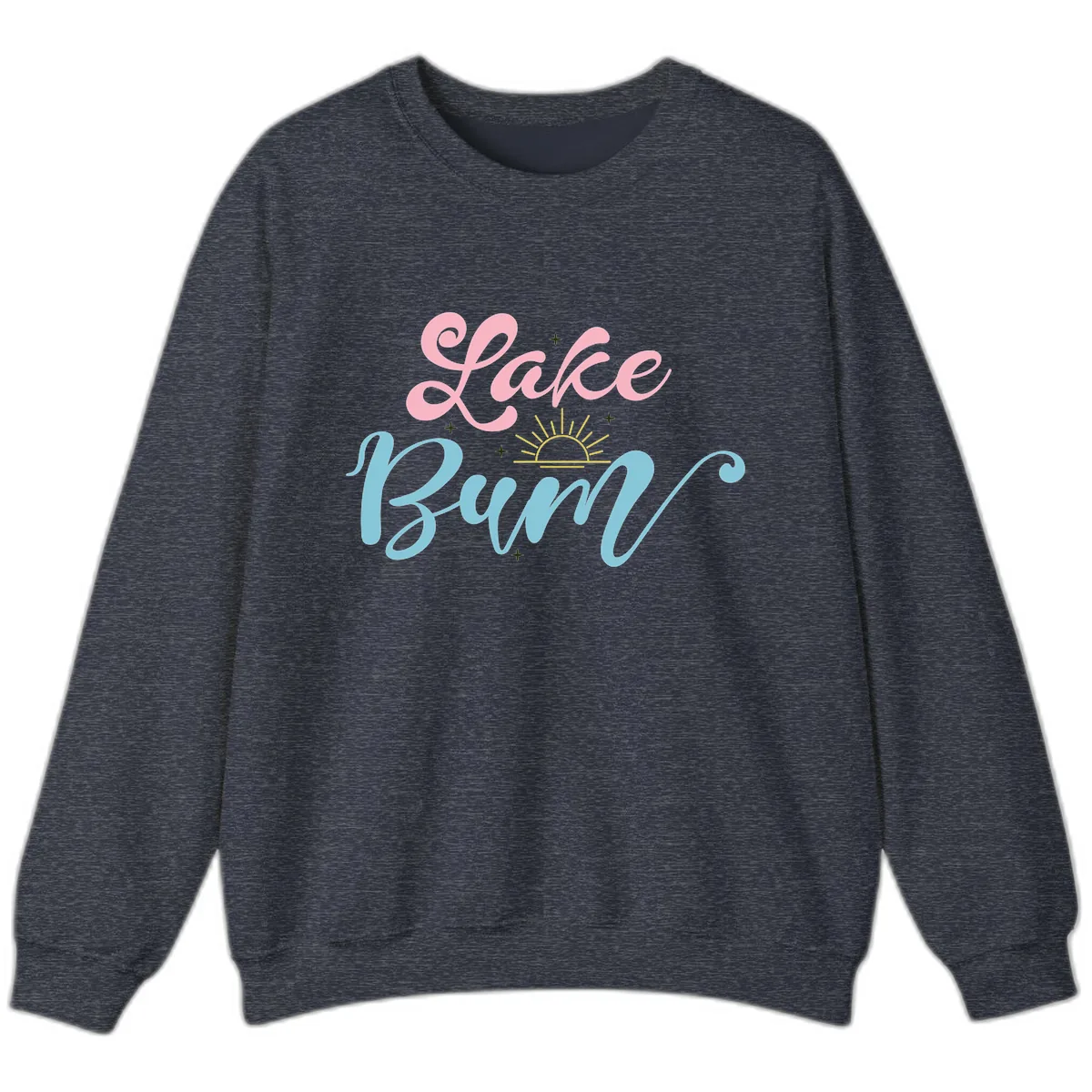 Lake Bum Script Design Sweatshirt in Heather Sport Dark Navy
