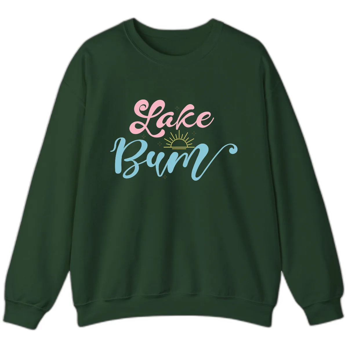 Lake Bum Script Design Sweatshirt in Forest Green