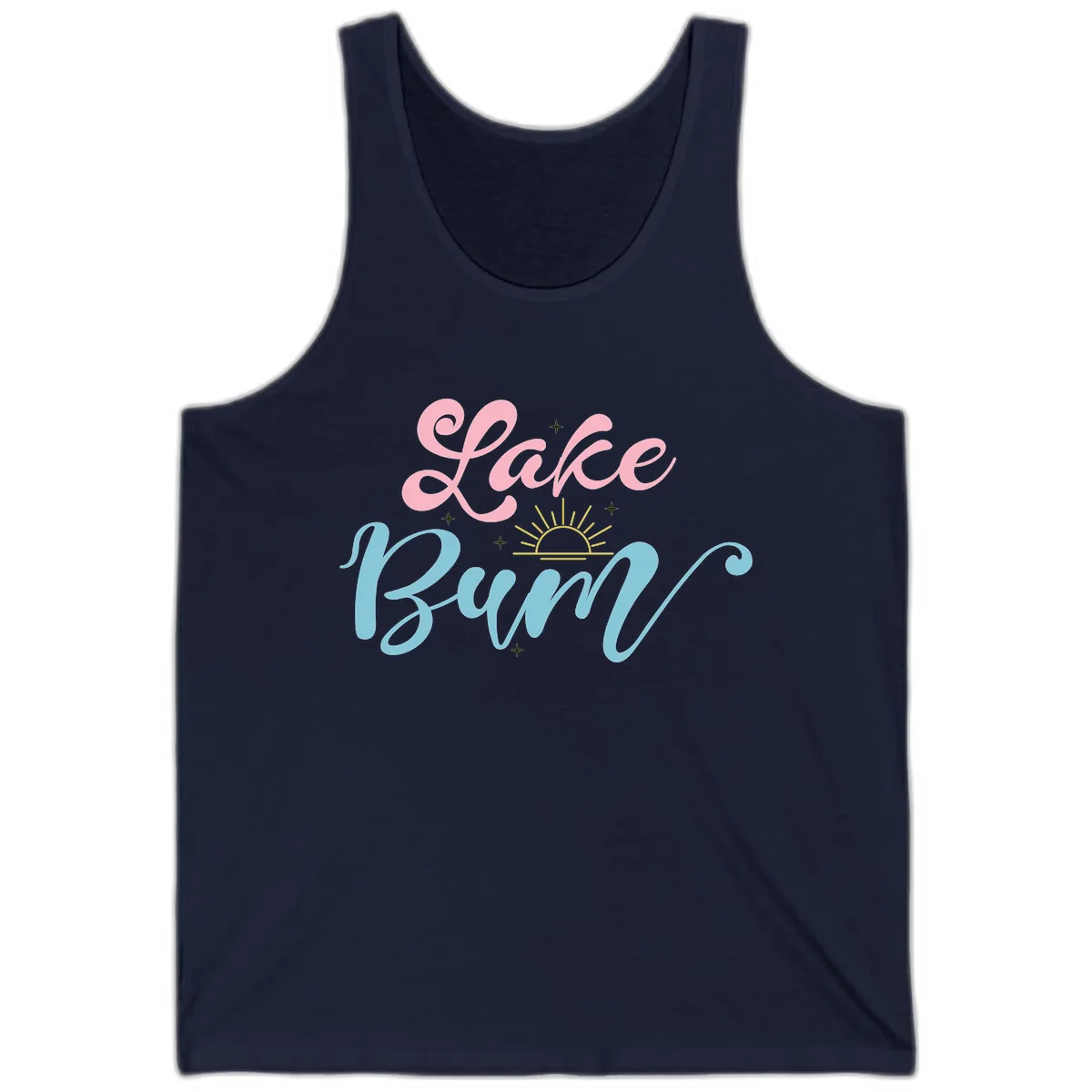 Lake Bum Script Design Tank in Navy