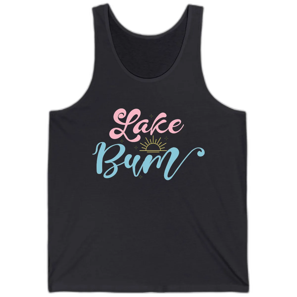 Lake Bum Script Design Tank in Dark Grey