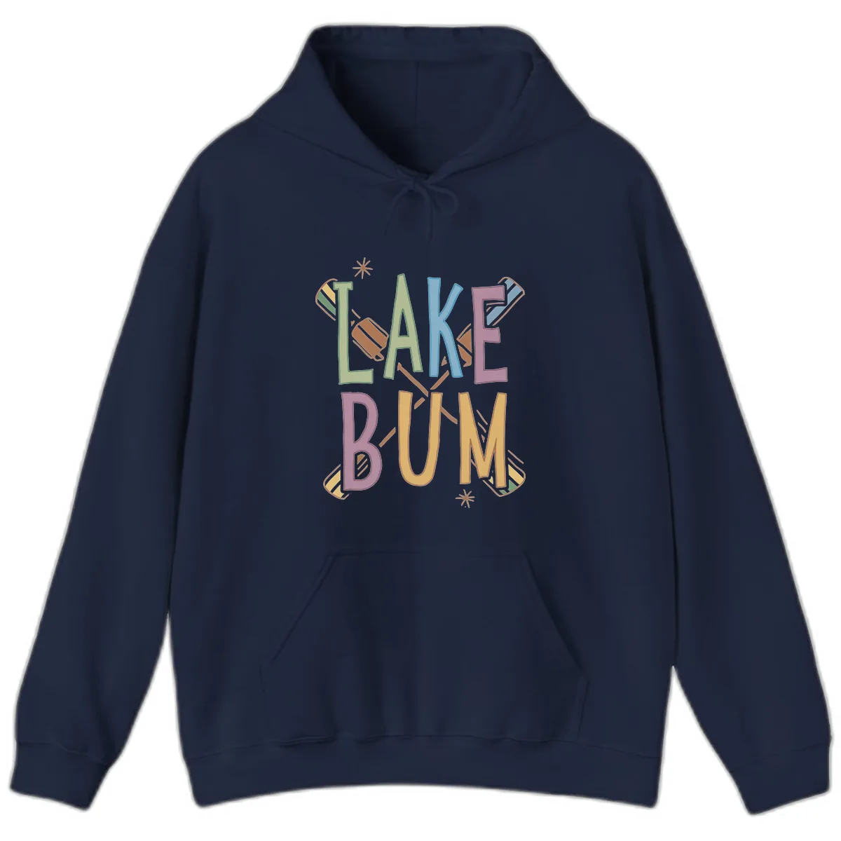 Lake Bum Lifestyle Typography Hoodie in Navy