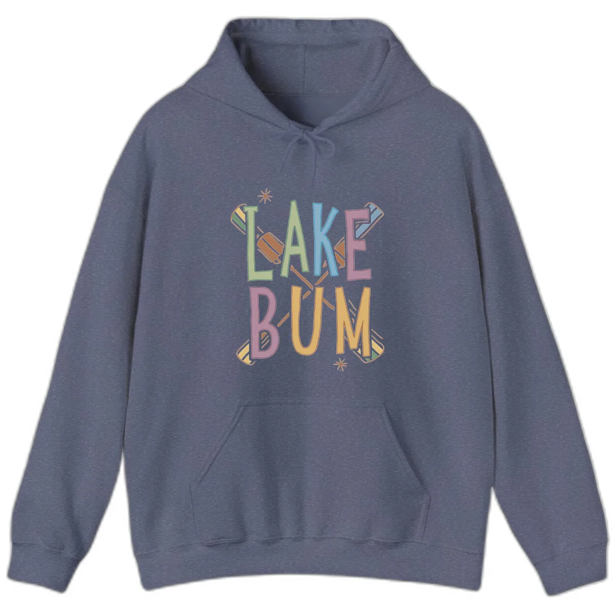 Lake Bum Lifestyle Typography Hoodie in Heather Navy