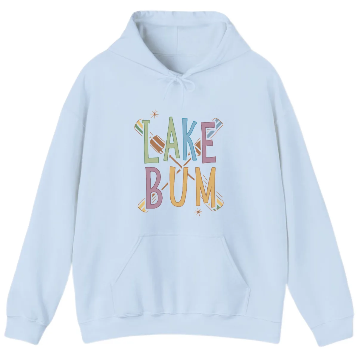 Lake Bum Lifestyle Typography Hoodie in Light Blue