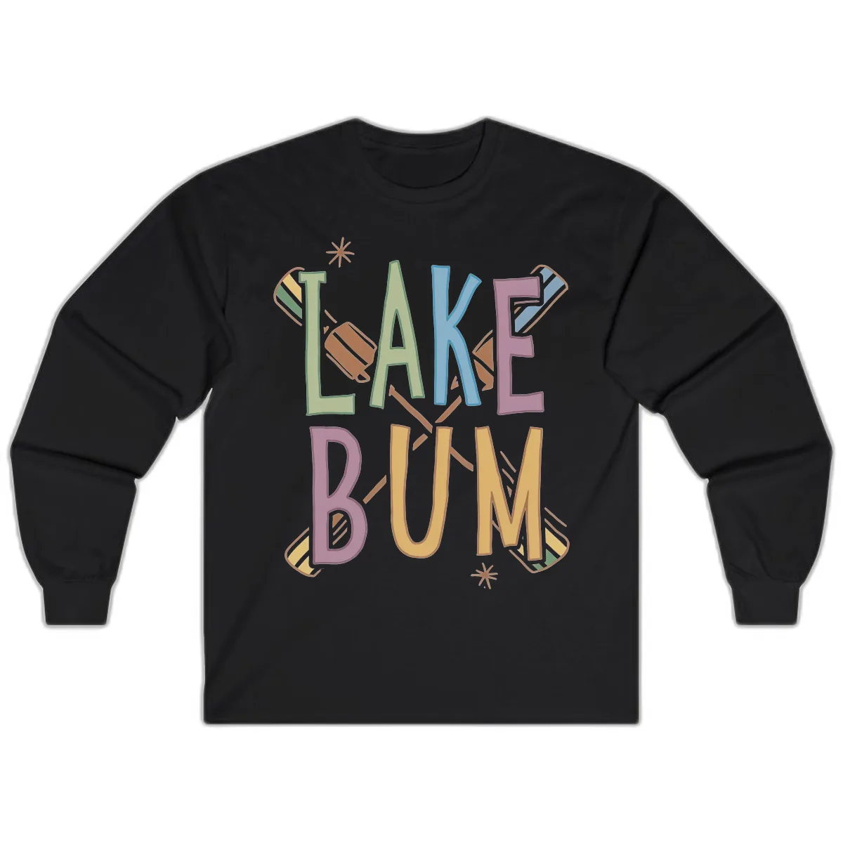 Lake Bum Lifestyle Typography Long Sleeve in Black