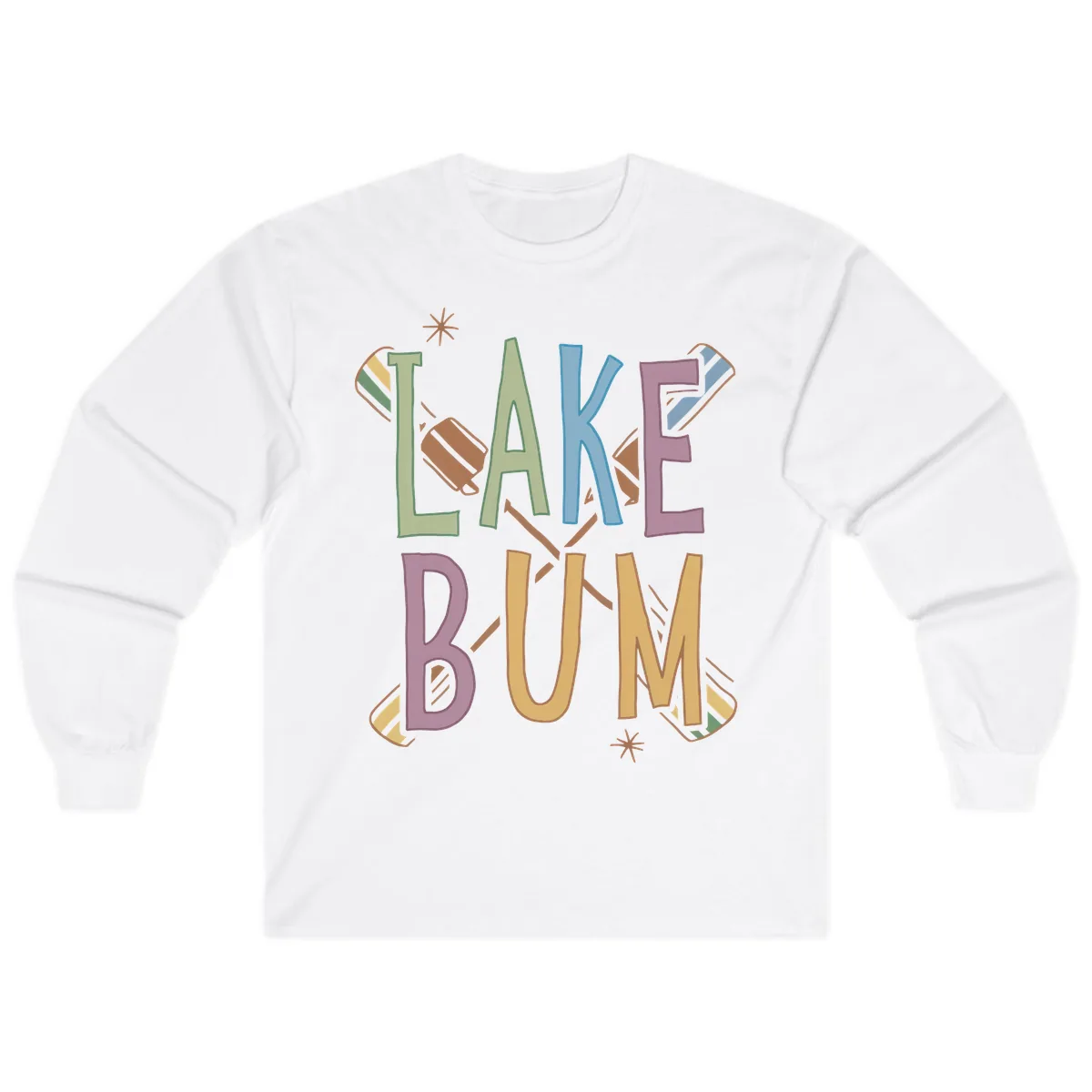 Lake Bum Lifestyle Typography Long Sleeve in White