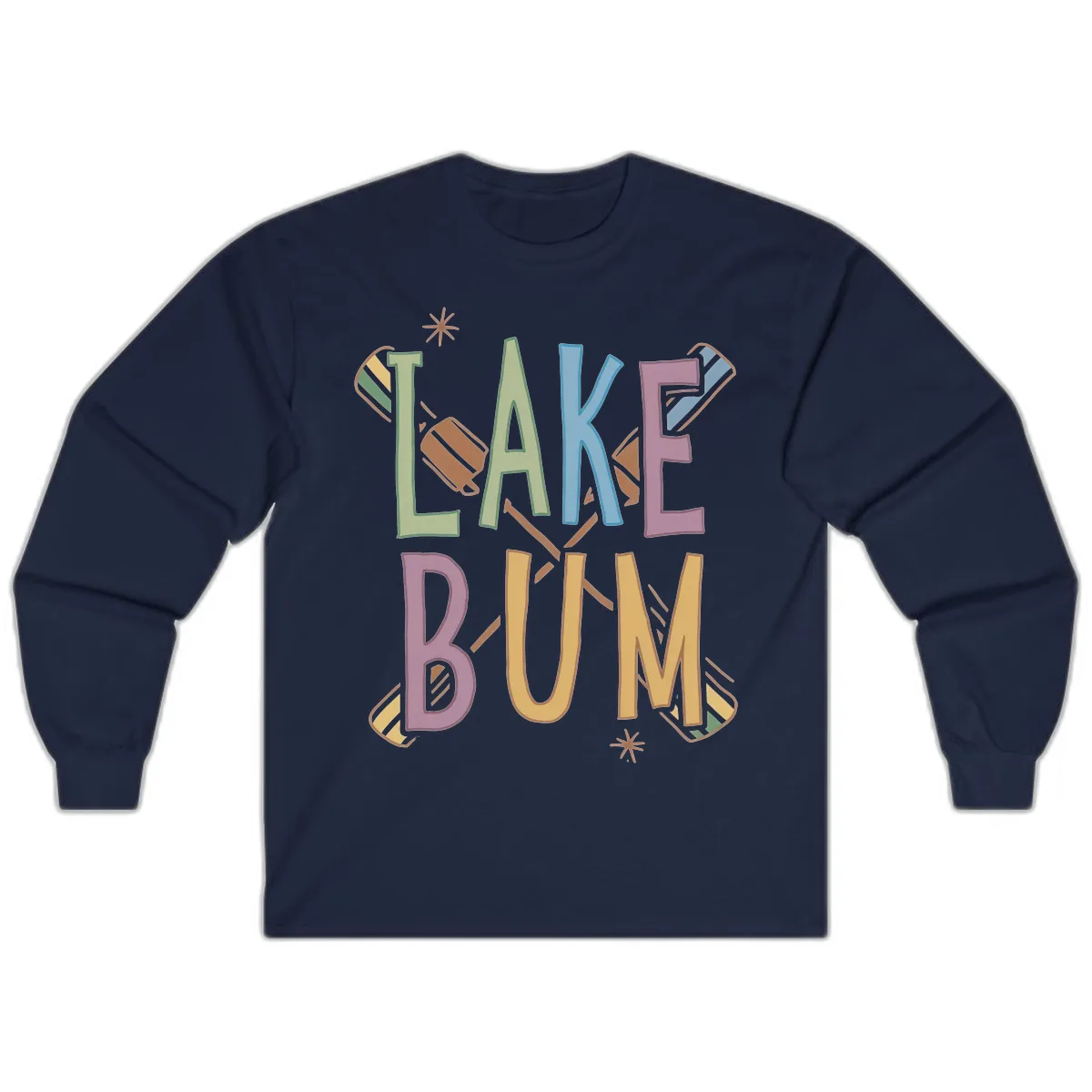 Lake Bum Lifestyle Typography Long Sleeve in Navy