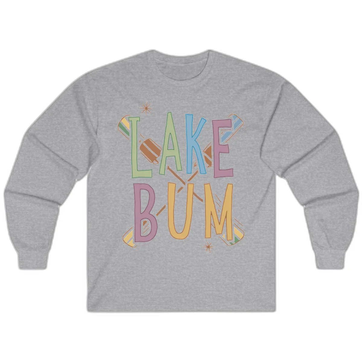 Lake Bum Lifestyle Typography Long Sleeve in Sport Grey