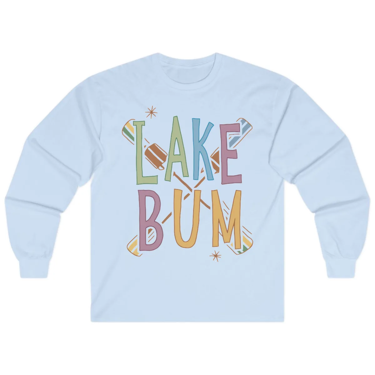 Lake Bum Lifestyle Typography Long Sleeve in Light Blue