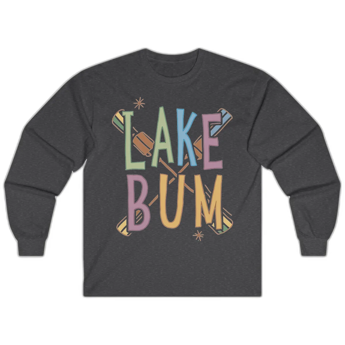 Lake Bum Lifestyle Typography Long Sleeve in Dark Heather