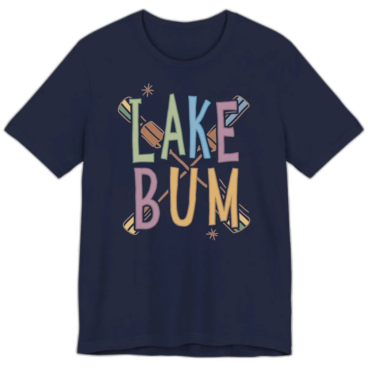 Lake Bum Lifestyle Typography Premium T-Shirt in Navy