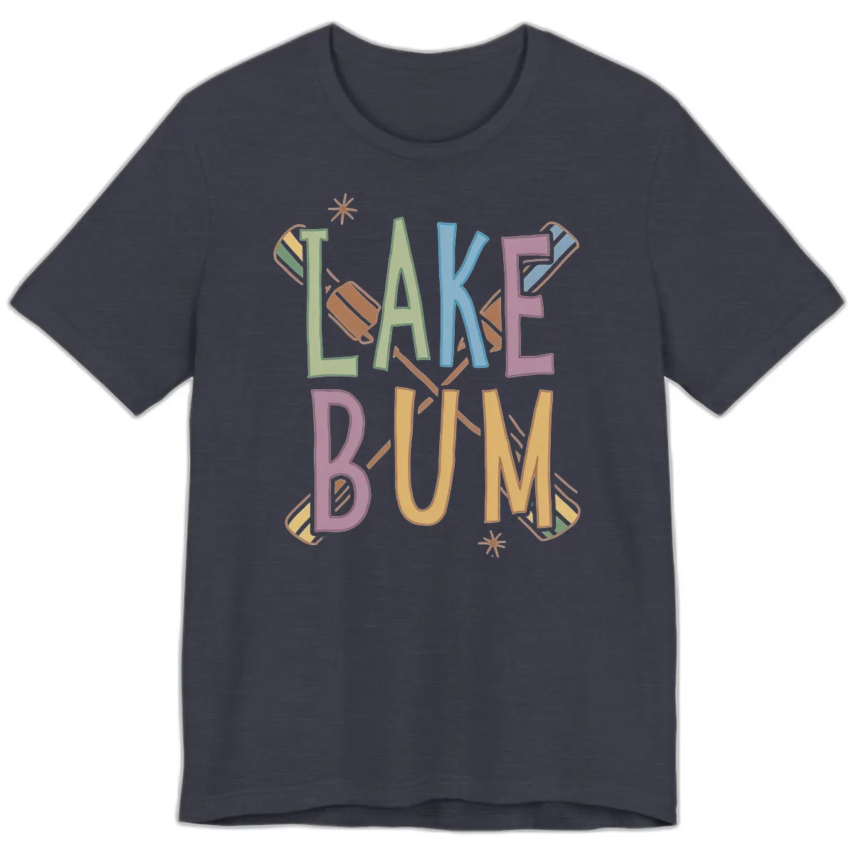 Lake Bum Lifestyle Typography Premium T-Shirt in Heather Midnight Navy