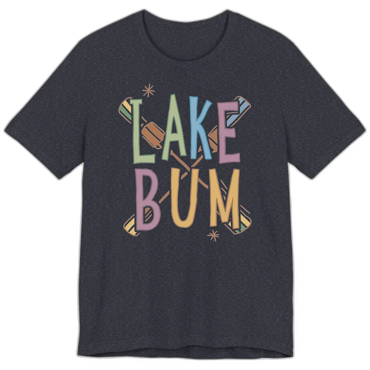 Lake Bum Lifestyle Typography Premium T-Shirt in Heather Navy