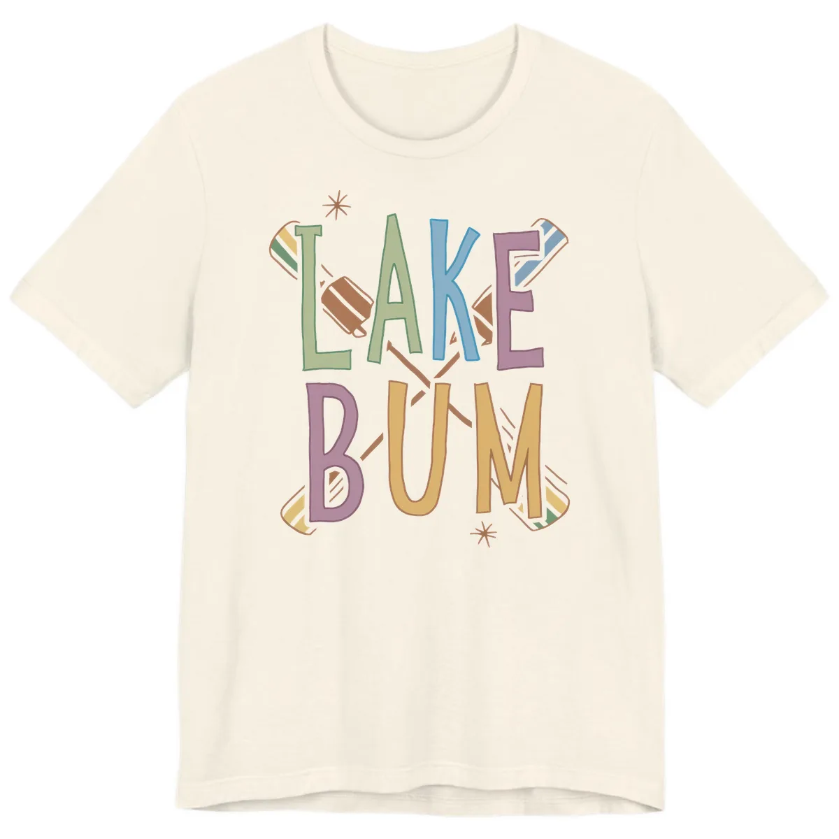 Lake Bum Lifestyle Typography Premium T-Shirt in Natural