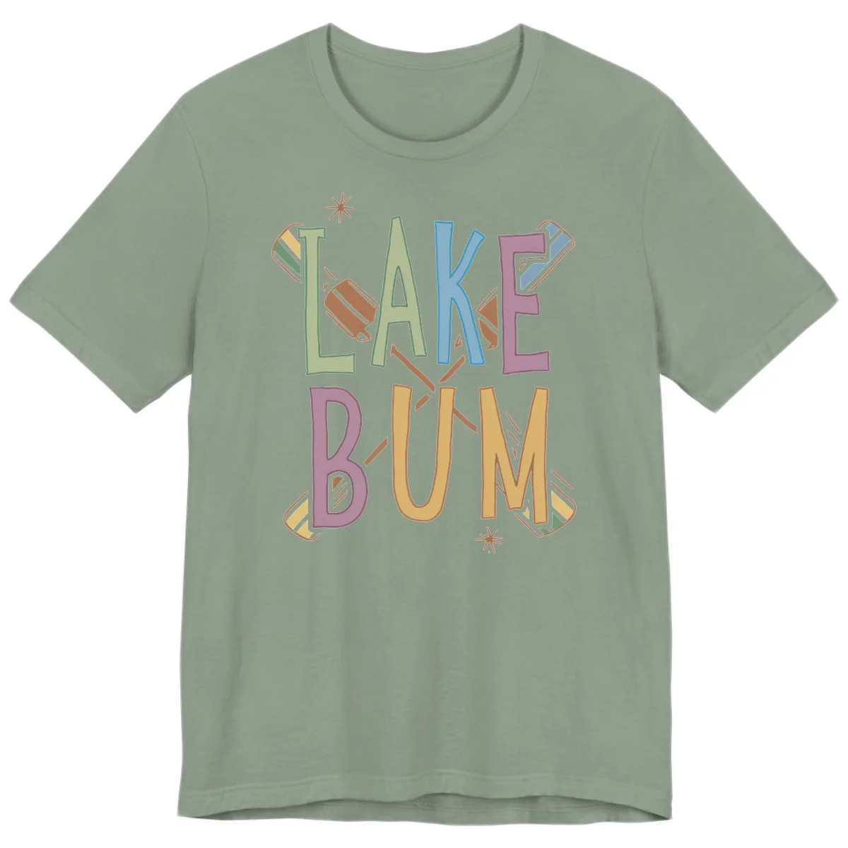 Lake Bum Lifestyle Typography Premium T-Shirt in Sage