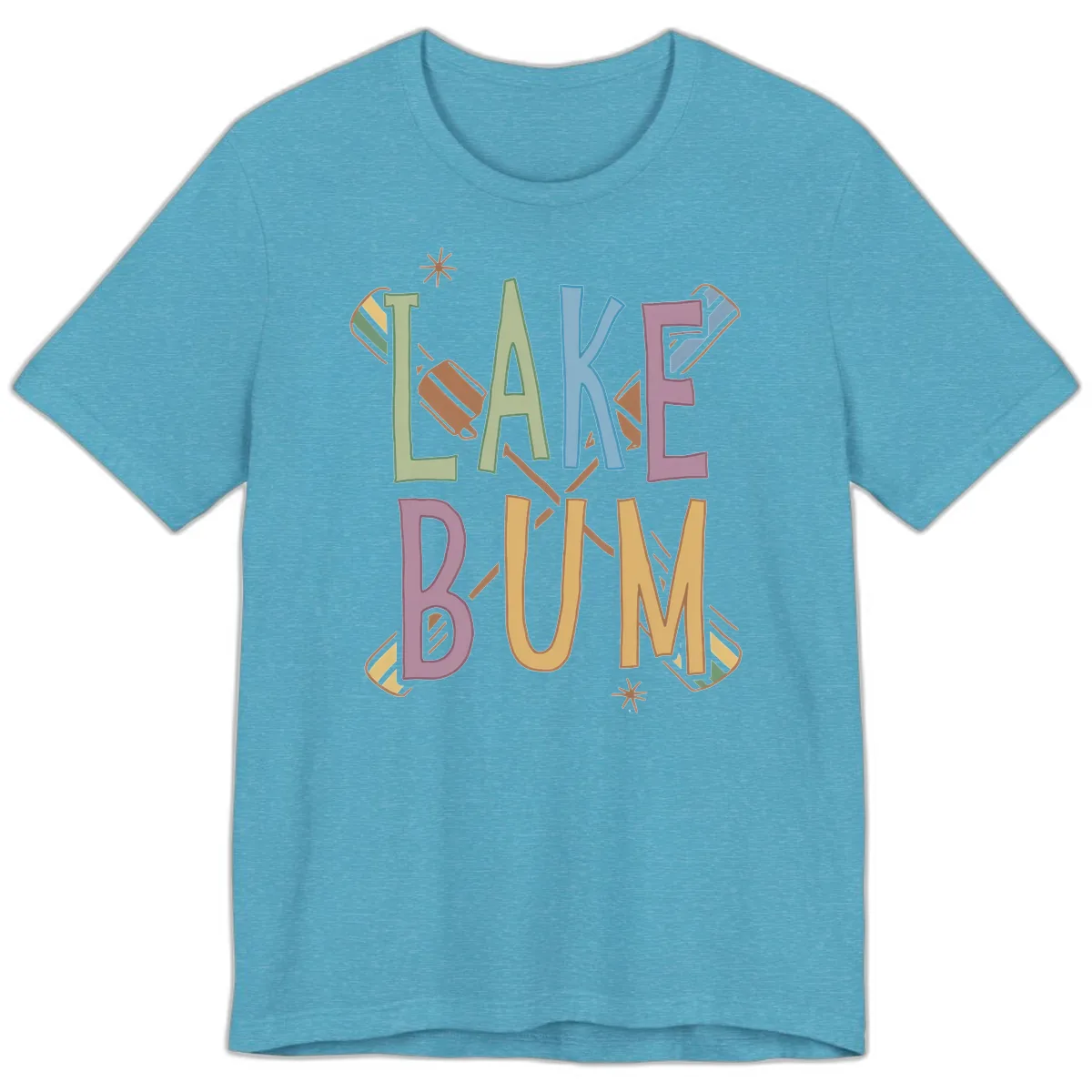Lake Bum Lifestyle Typography Premium T-Shirt in Heather Aqua