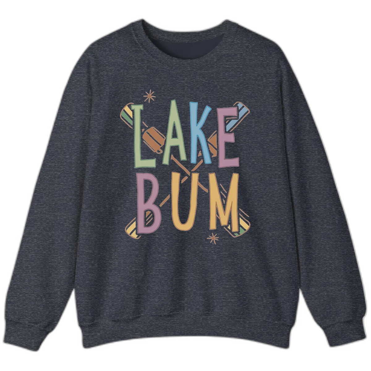 Lake Bum Lifestyle Typography Sweatshirt in Heather Sport Dark Navy