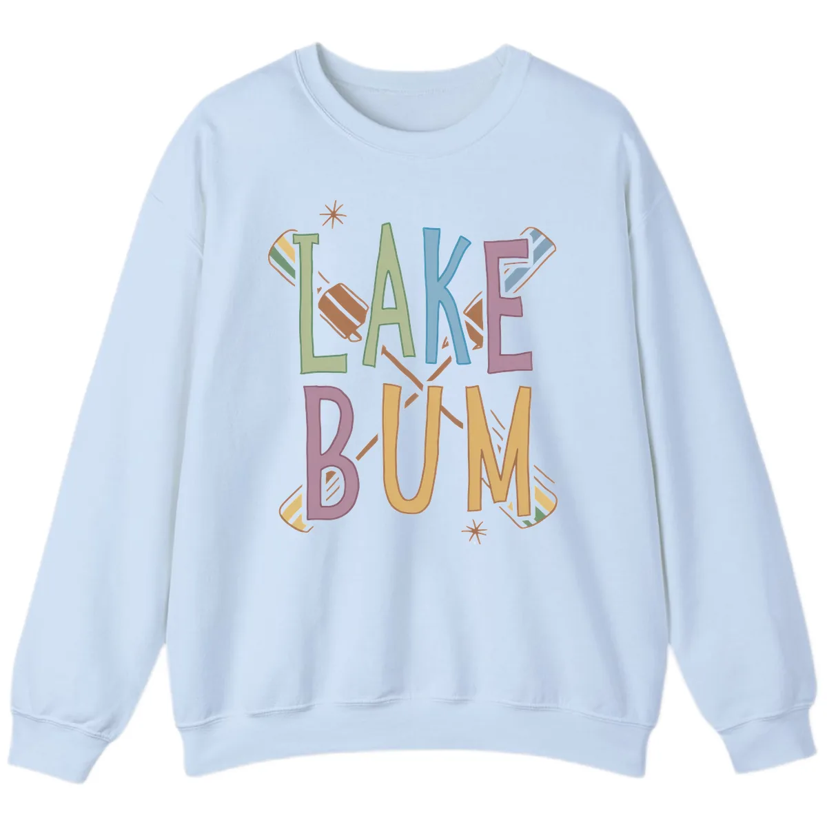 Lake Bum Lifestyle Typography Sweatshirt in Light Blue