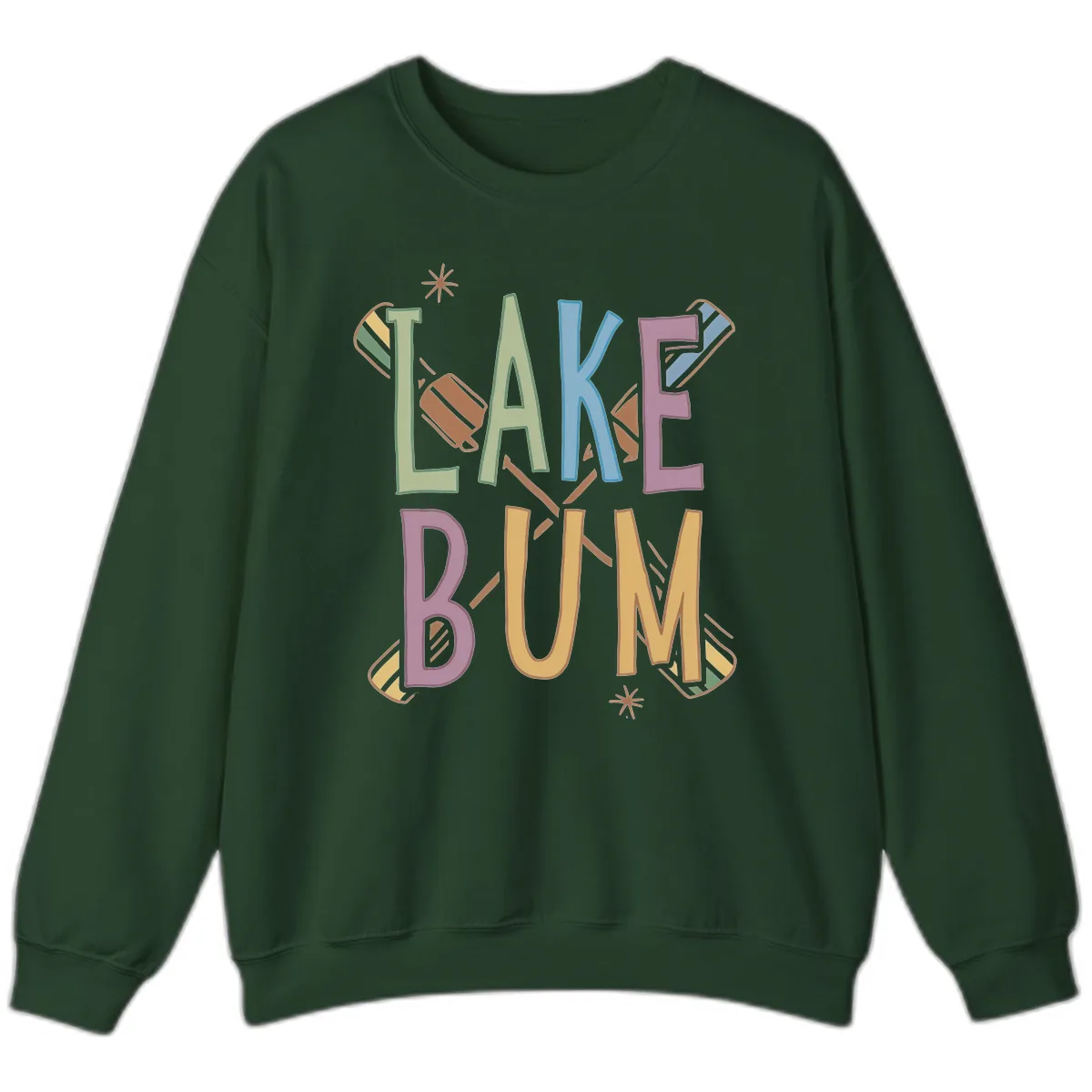 Lake Bum Lifestyle Typography Sweatshirt in Forest Green