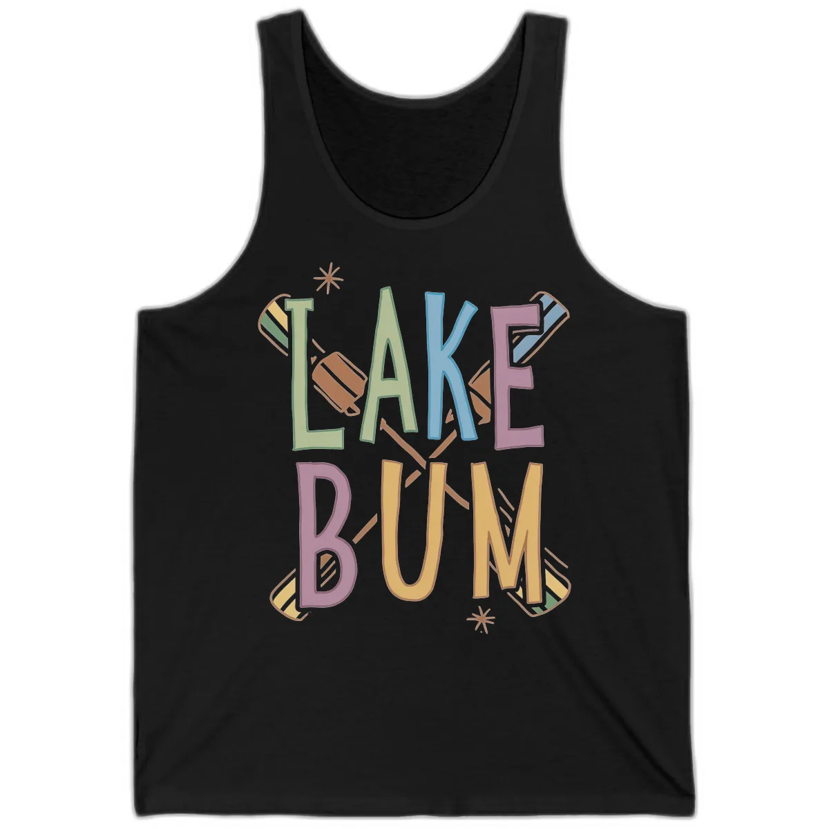 Lake Bum Lifestyle Typography Tank in Black