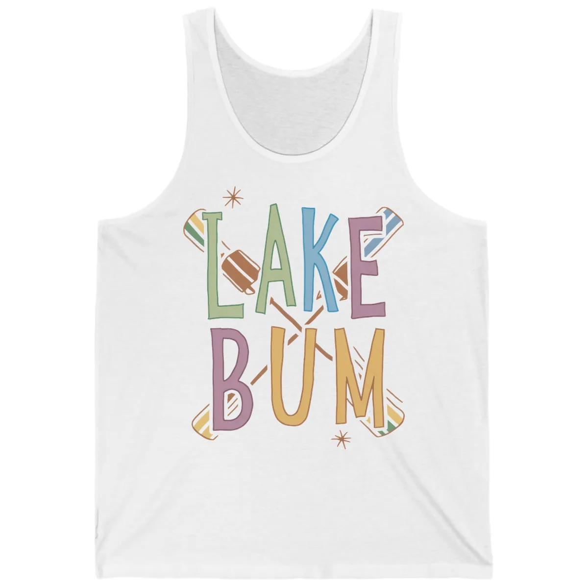 Lake Bum Lifestyle Typography Tank in White