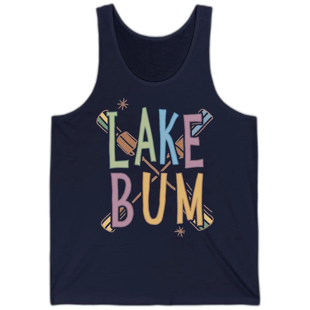 Lake Bum Lifestyle Typography Tank in Navy