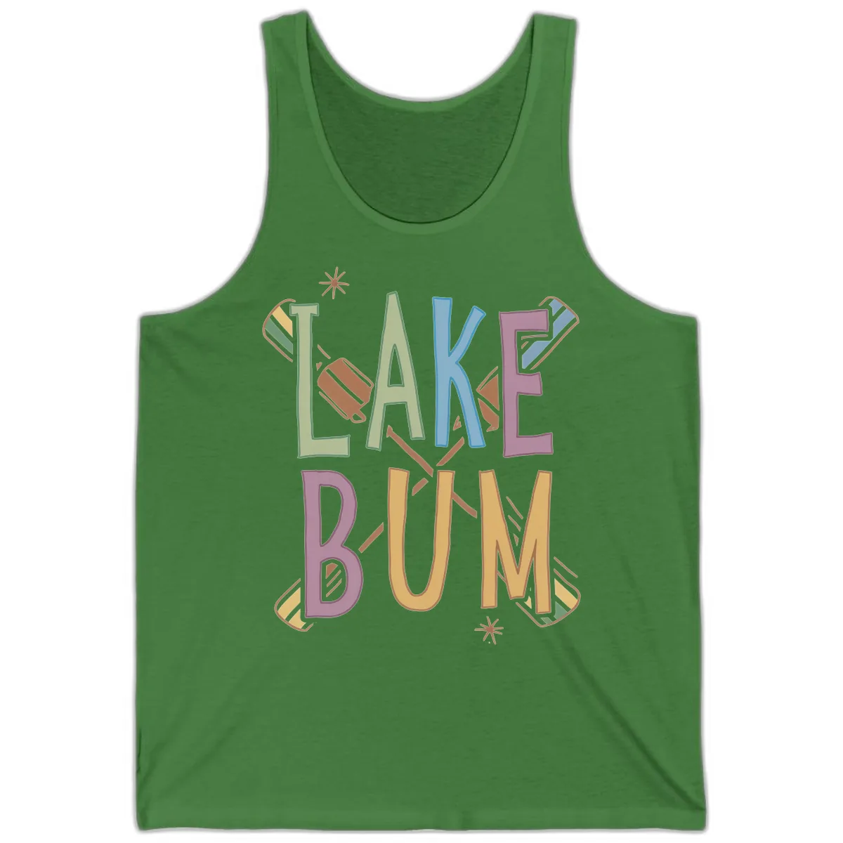 Lake Bum Lifestyle Typography Tank in Leaf