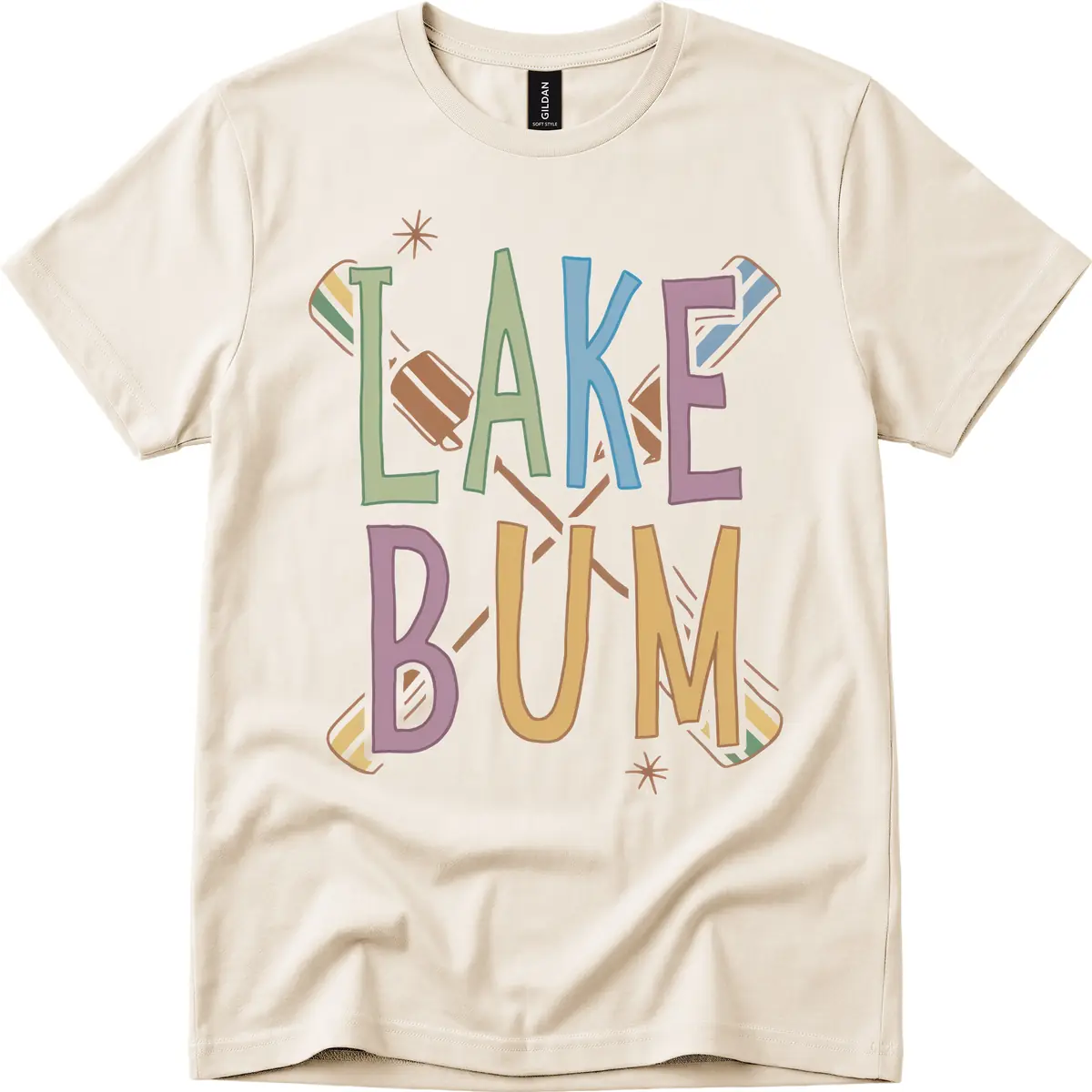 Lake Bum Lifestyle Typography T-Shirt in Natural