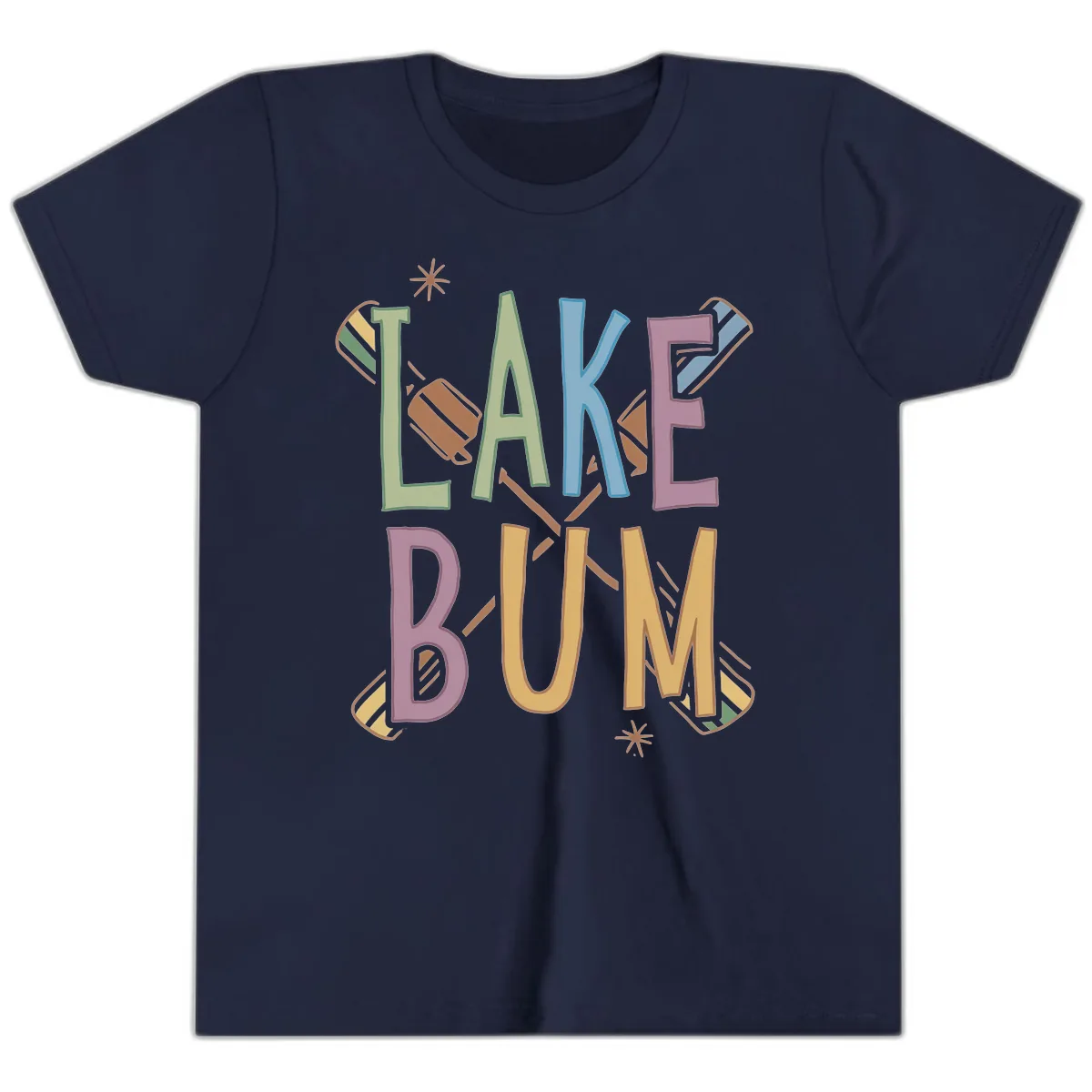 Lake Bum Lifestyle Typography Youth T-Shirt in Navy