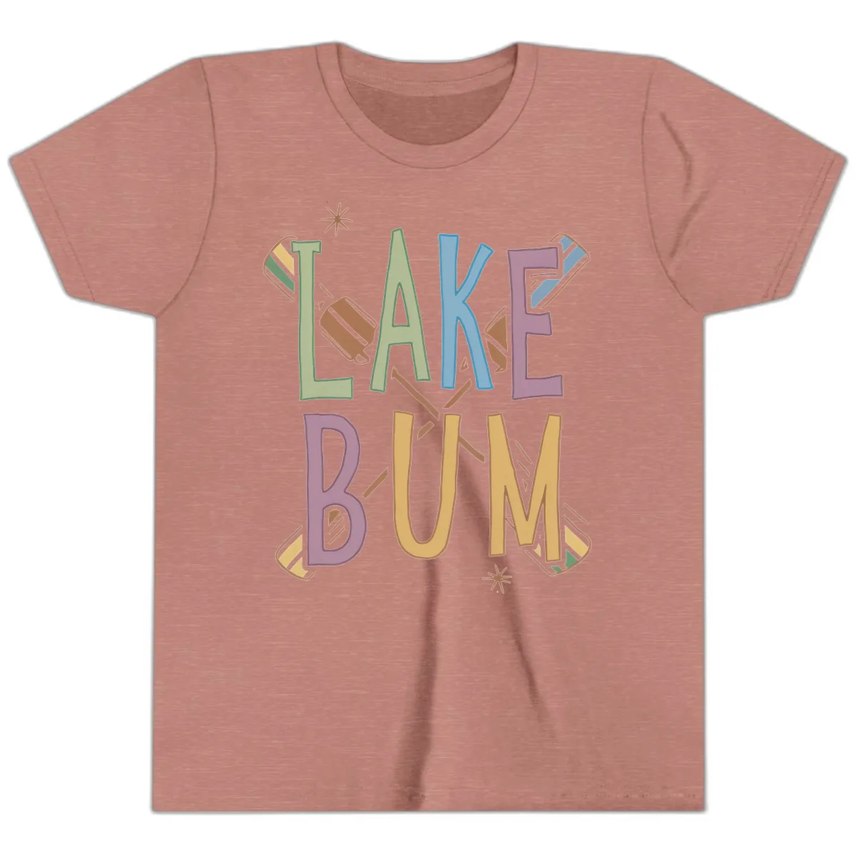Lake Bum Lifestyle Typography Youth T-Shirt in Heather Mauve