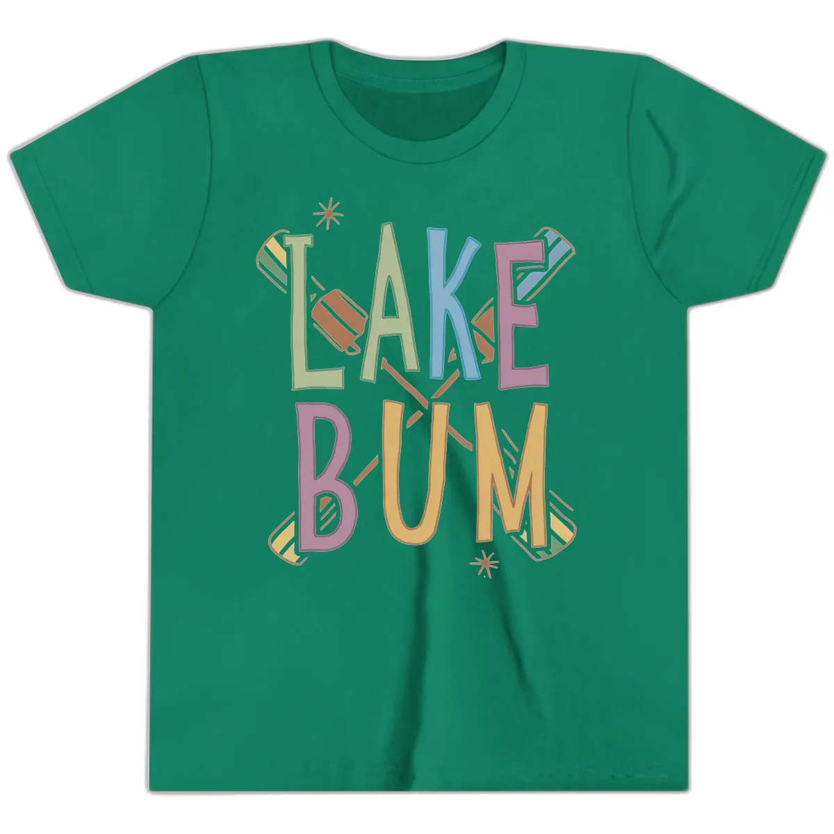 Lake Bum Lifestyle Typography Youth T-Shirt in Kelly