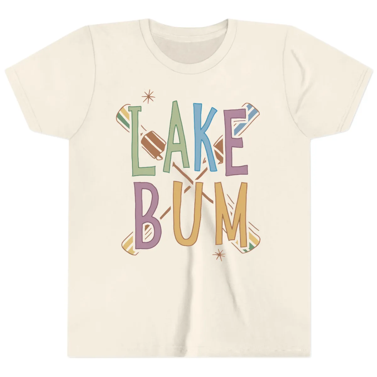 Lake Bum Lifestyle Typography Youth T-Shirt in Natural