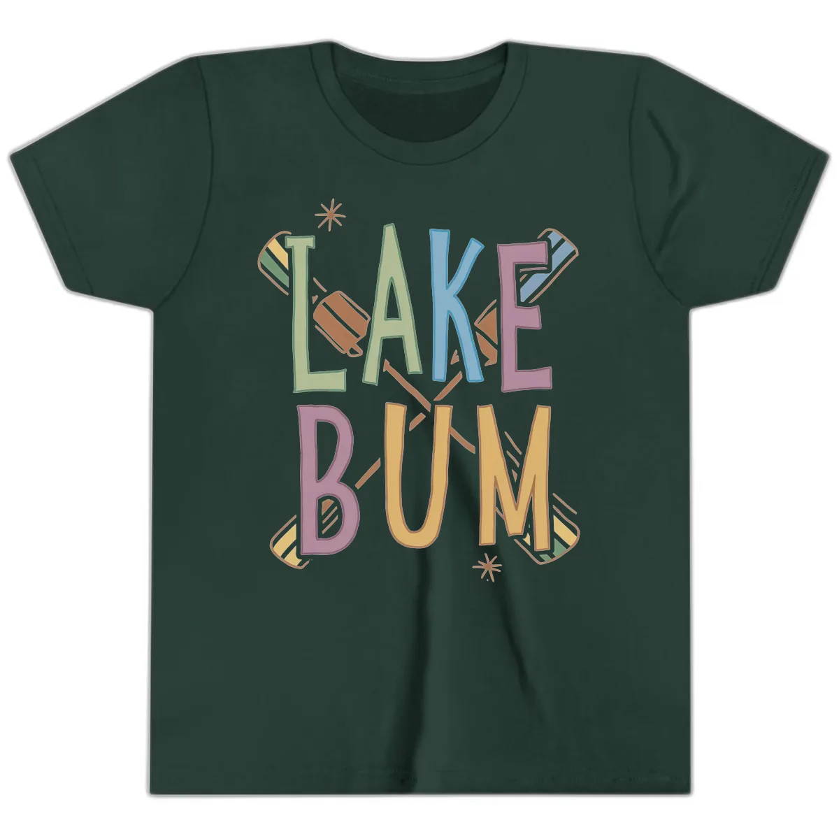 Lake Bum Lifestyle Typography Youth T-Shirt in Forest