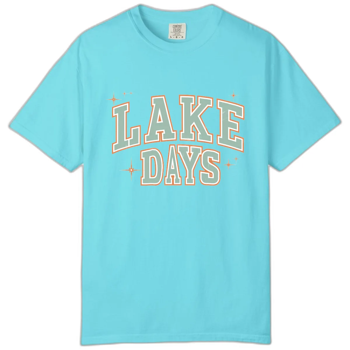 Lake Days Vintage Varsity Style Comfort Color in Lagoon Blue