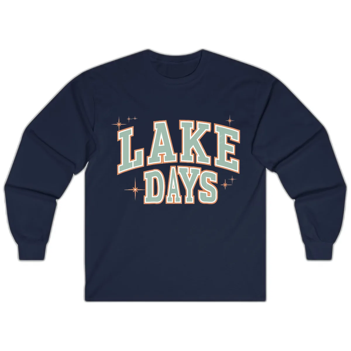 Lake Days Vintage Varsity Style Long Sleeve in Navy