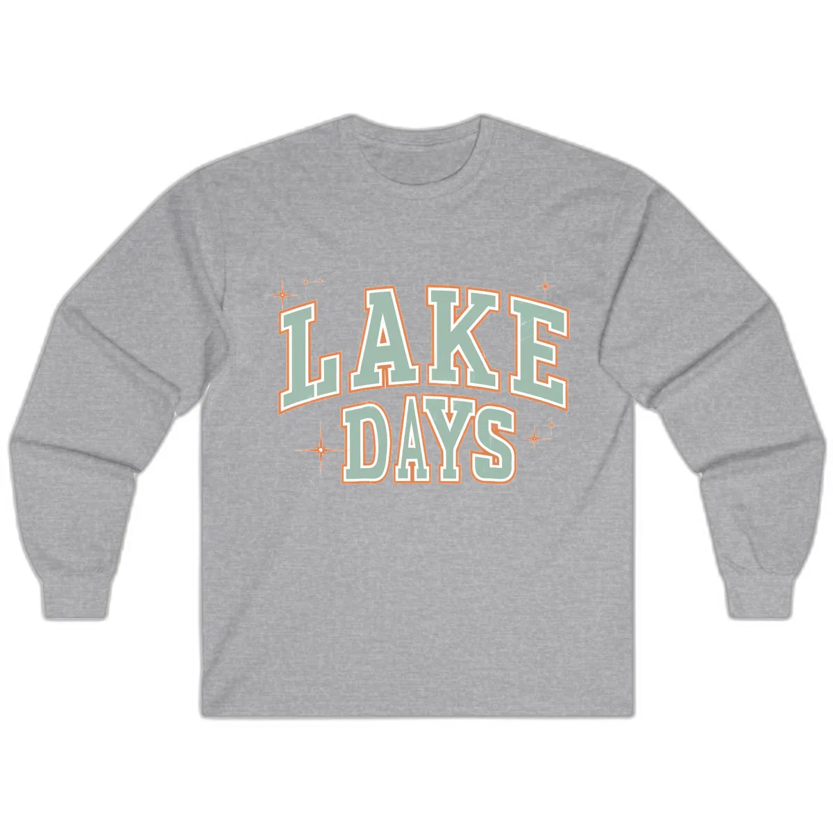 Lake Days Vintage Varsity Style Long Sleeve in Sport Grey