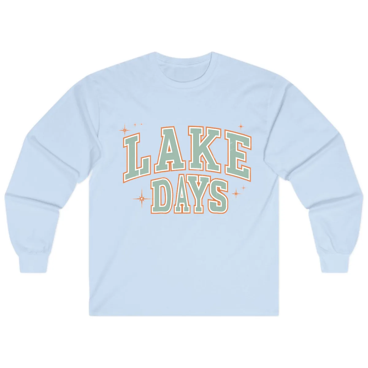 Lake Days Vintage Varsity Style Long Sleeve in Light Blue