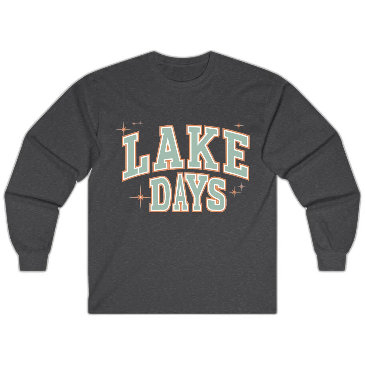 Lake Days Vintage Varsity Style Long Sleeve in Dark Heather
