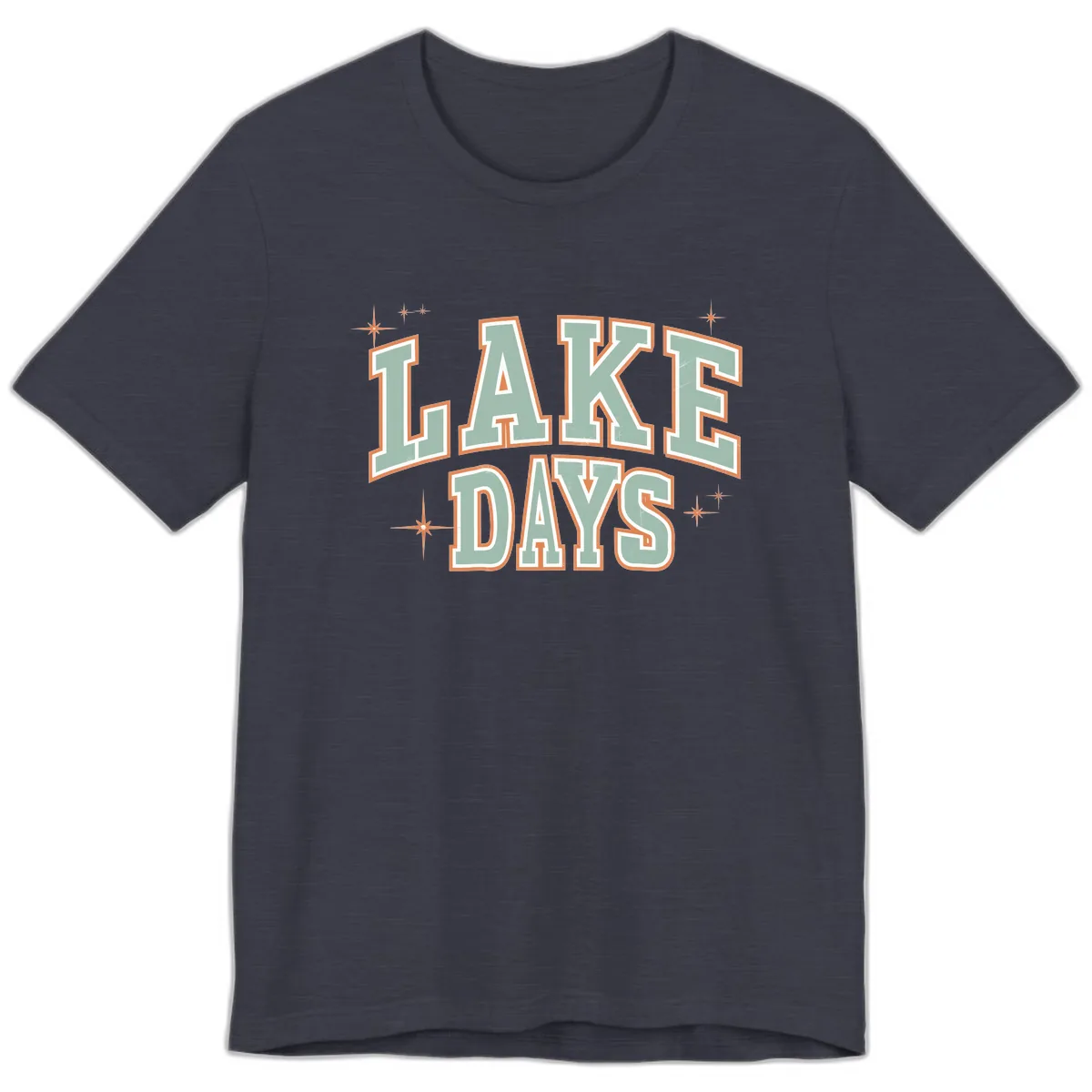 Lake Days Vintage Varsity Style Premium T-Shirt in Heather Midnight Navy