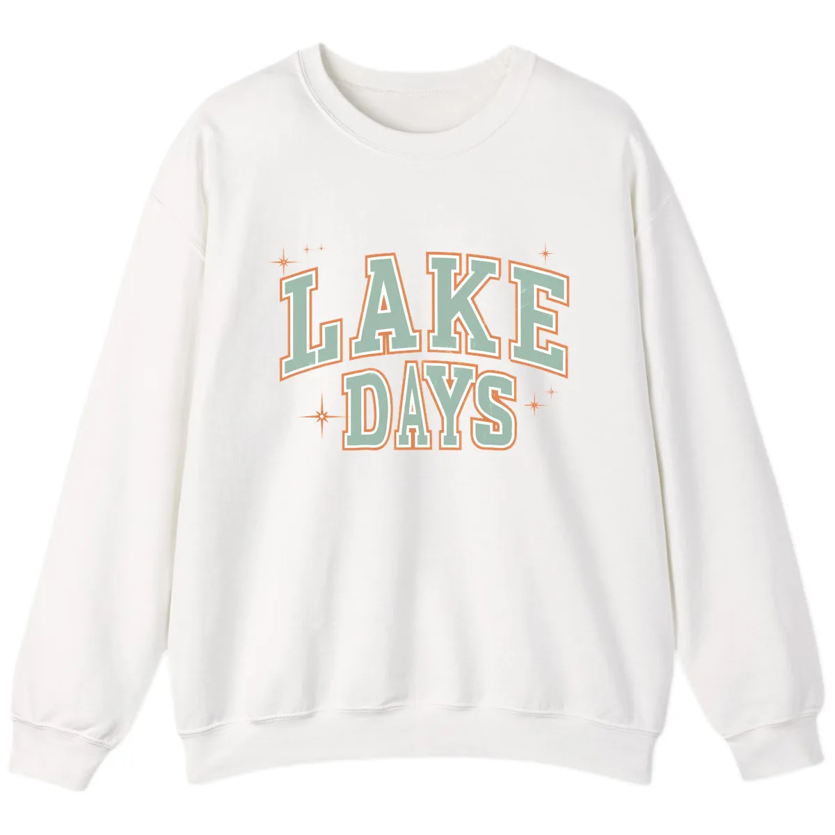 Lake Days Vintage Varsity Style Sweatshirt in White