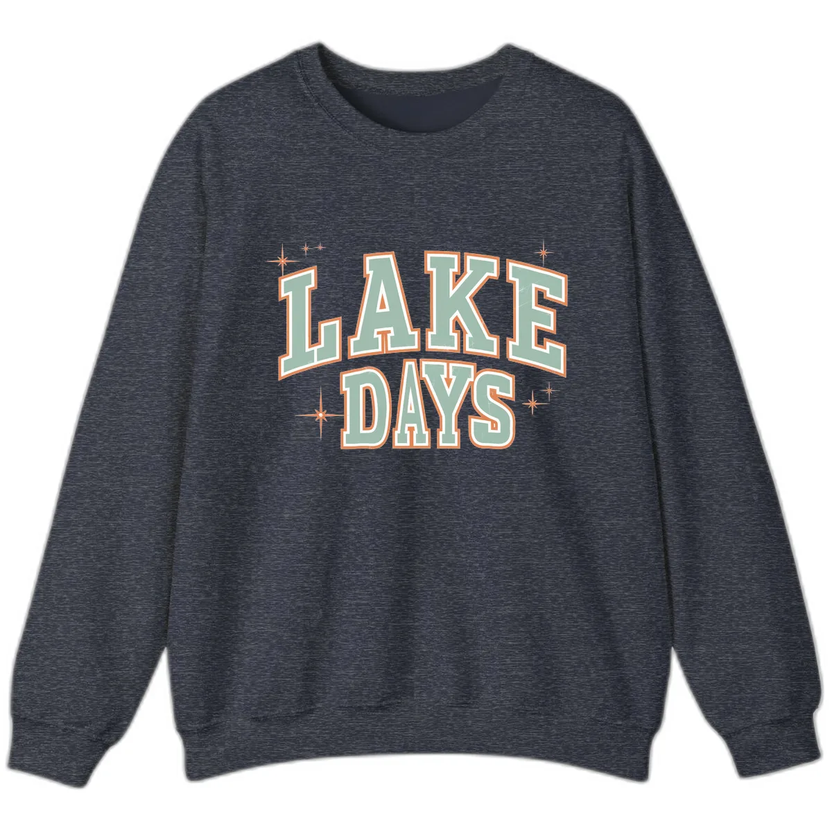 Lake Days Vintage Varsity Style Sweatshirt in Heather Sport Dark Navy