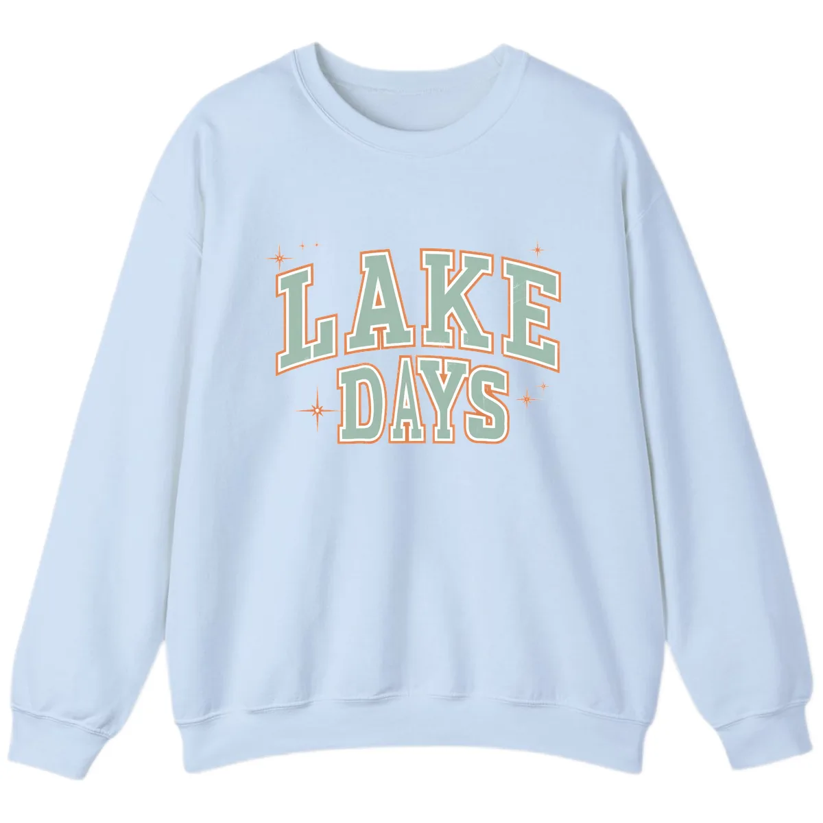 Lake Days Vintage Varsity Style Sweatshirt in Light Blue