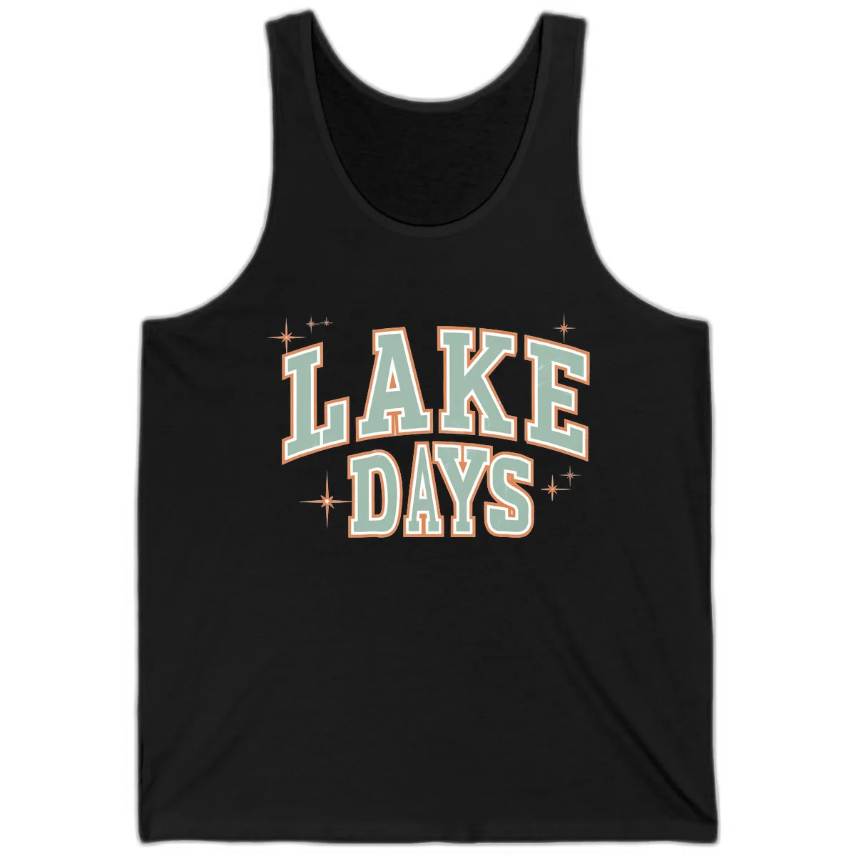 Lake Days Vintage Varsity Style Tank in Black