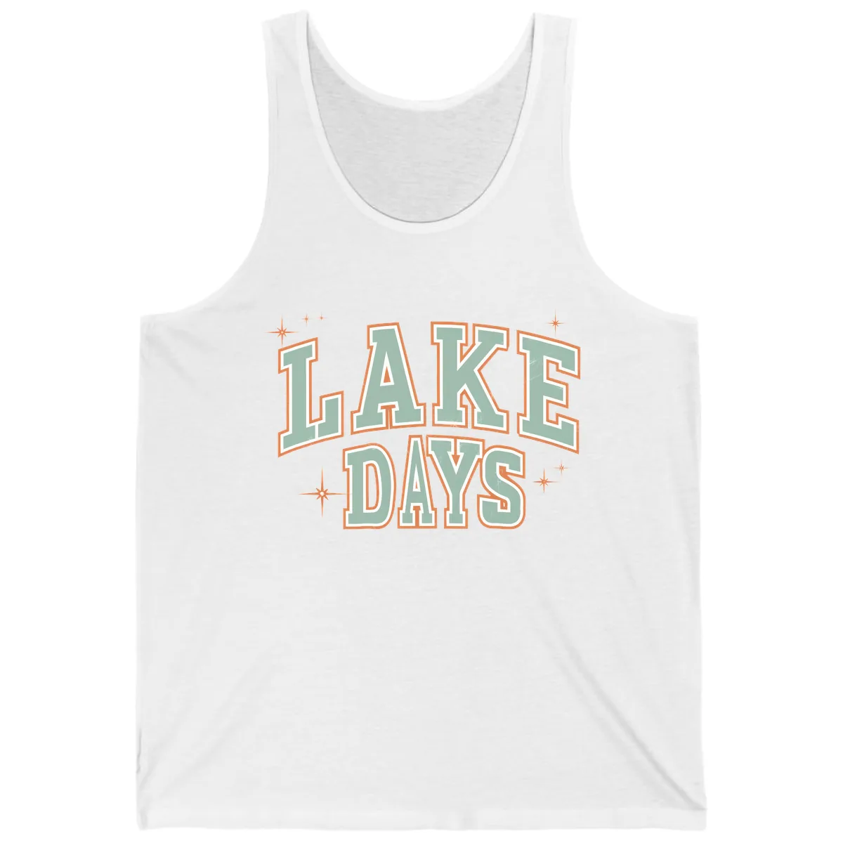 Lake Days Vintage Varsity Style Tank in White