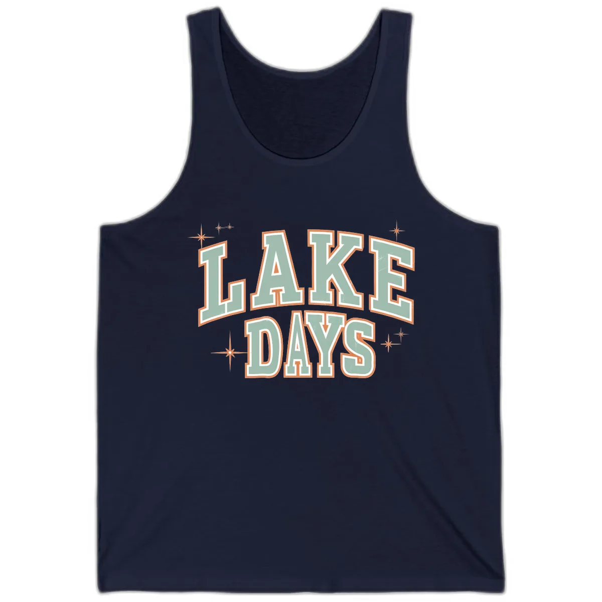 Lake Days Vintage Varsity Style Tank in Navy